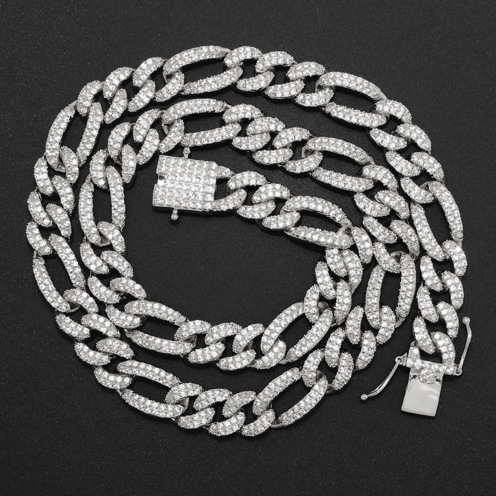 Real 925 Silver VVS Moissanite Figaro Chain