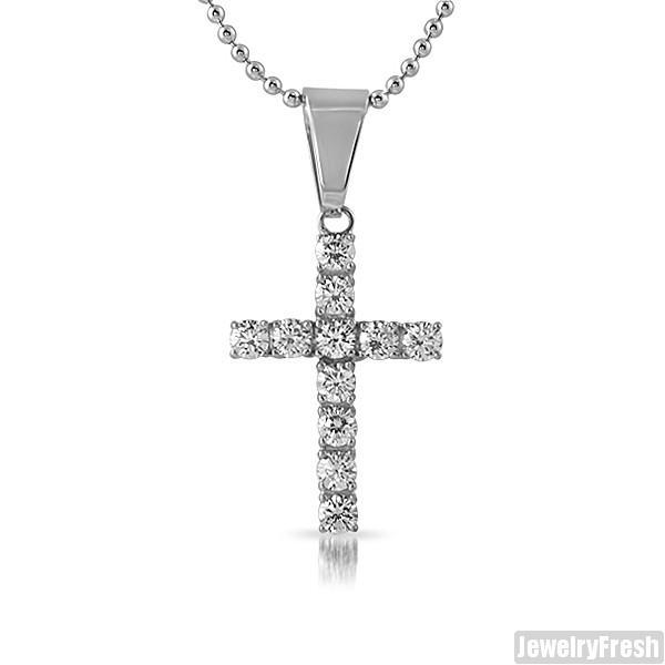 Stainless Steel 2.75 Carat CZ Cross