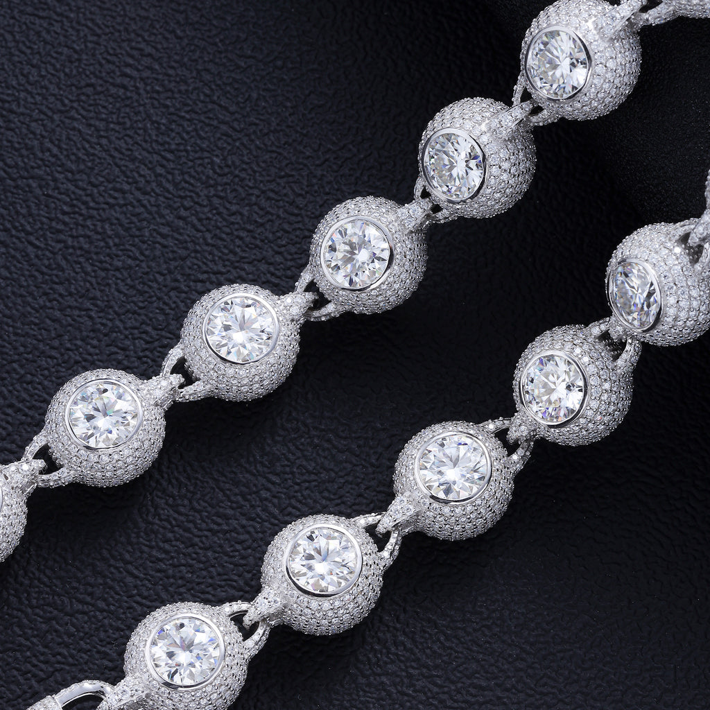120 Carat 925 Silver VVS Moissanite Deluxe Ball Chain