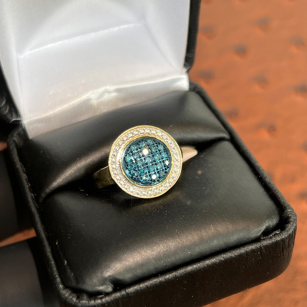 0.20 Carat Large Blue Diamonds Gold Fashion Ring