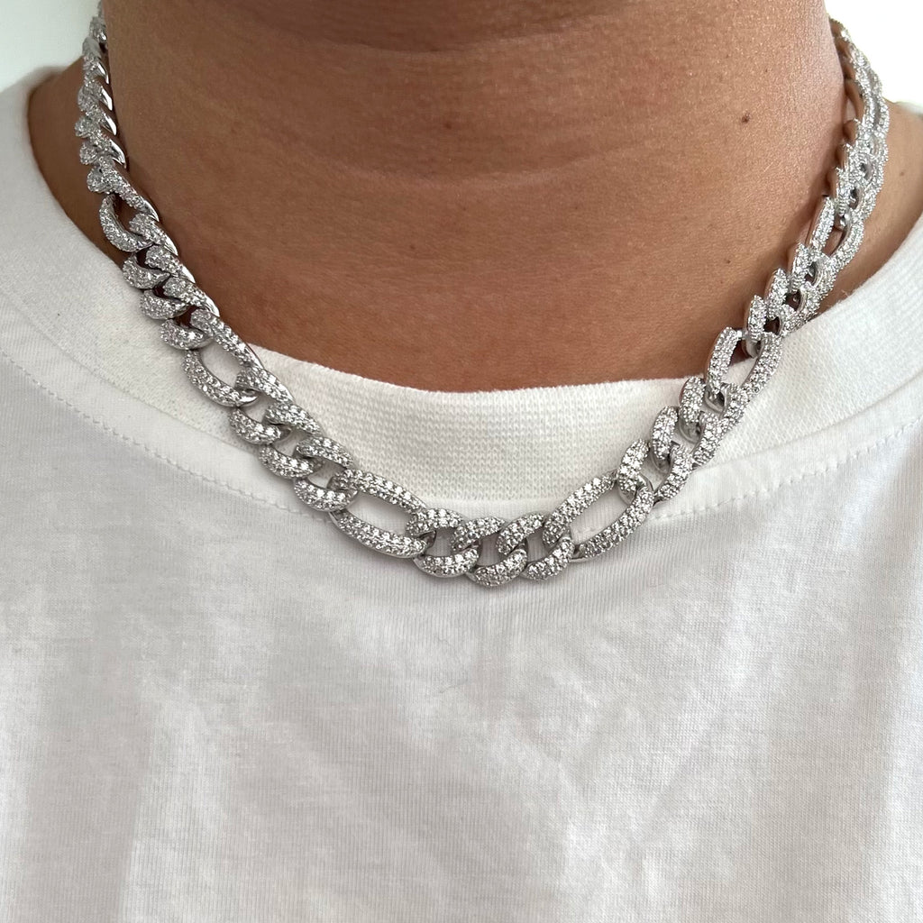 Real 925 Silver VVS Moissanite Figaro Chain