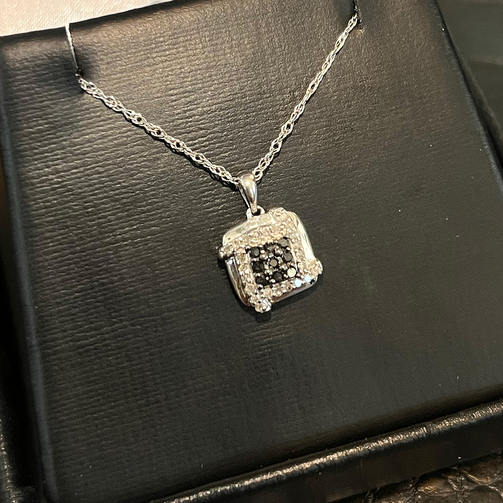 Silver 0.20 Carat Black and White Diamond Necklace