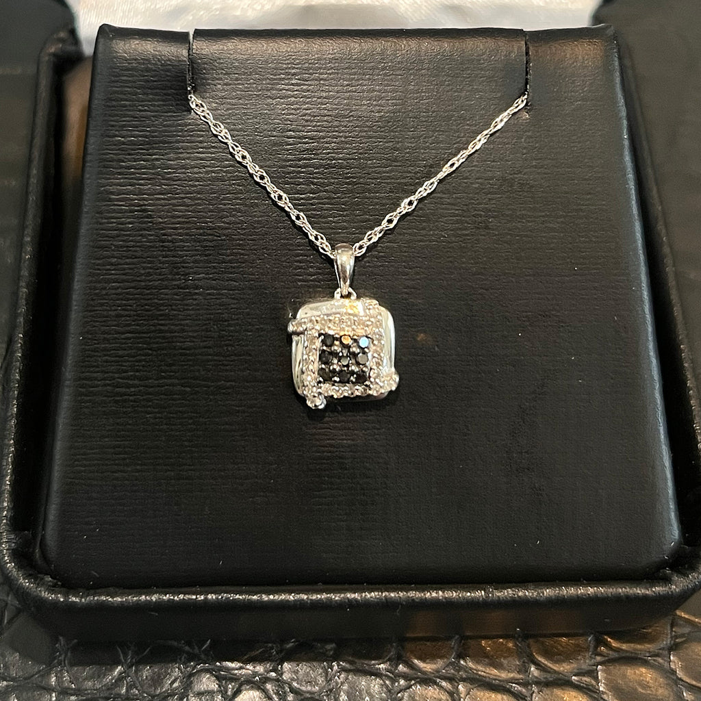 Silver 0.20 Carat Black and White Diamond Necklace