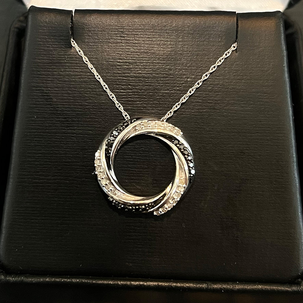0.25 Carat Black and White Genuine Diamond Circle Necklace
