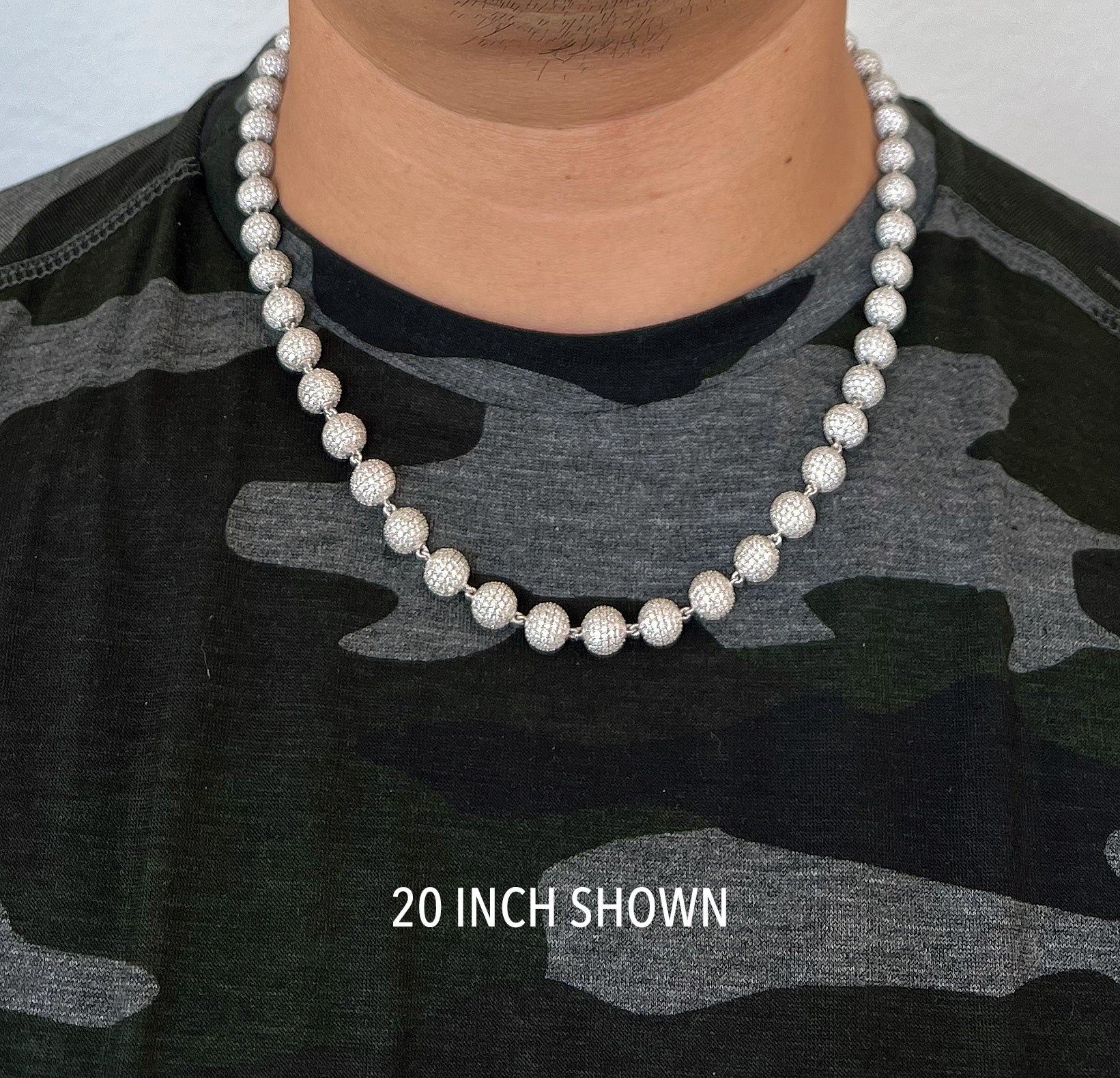 10mm Cluster Diamond Ball Chain | Beaded Ball Chain Necklace