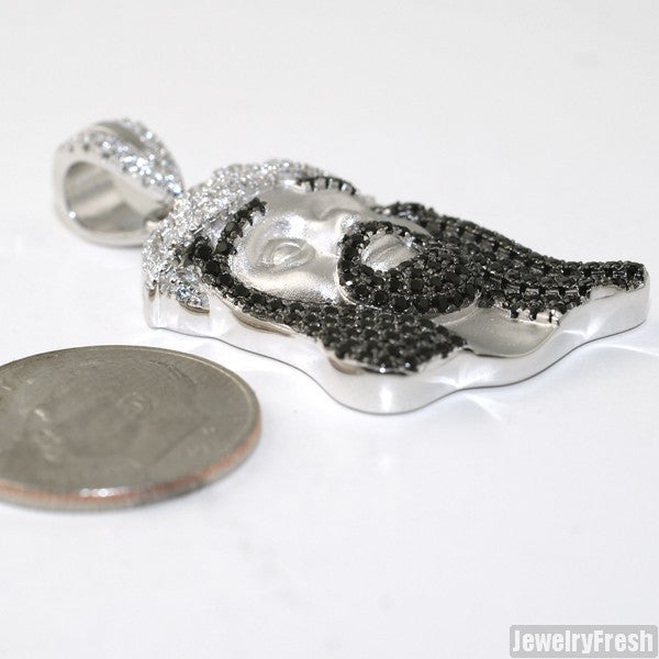 Black and White CZ Sterling Silver Frosted Mini Jesus Set