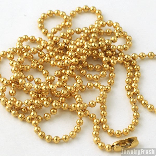 2mm 14K Gold IP Plated Bead Chain