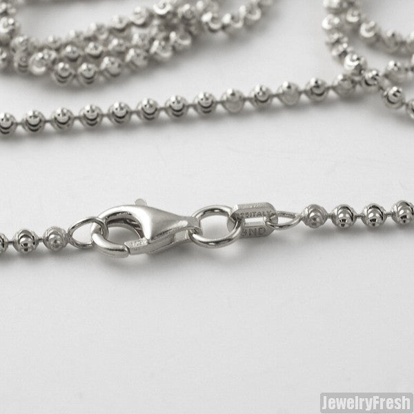 2mm Italian Sterling Silver Moon Cut Bead Chain