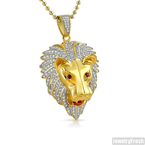 14K Gold Plated 925 Silver 3D Lion Pendant