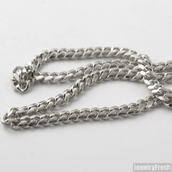 4mm White Gold Finish 925 Silver Miami Cuban Chain