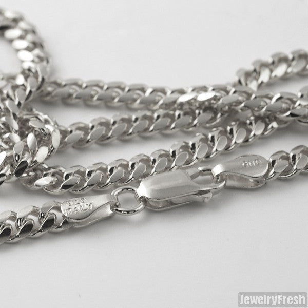 4mm White Gold Finish 925 Silver Miami Cuban Chain
