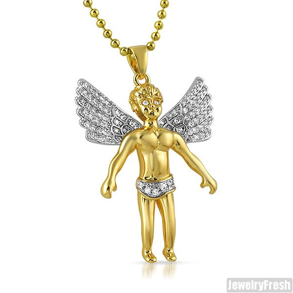 0.88 Carat Gold Angel Pendant With Chain
