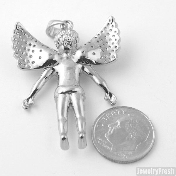 0.88 Carat Silver Angel Pendant With Chain