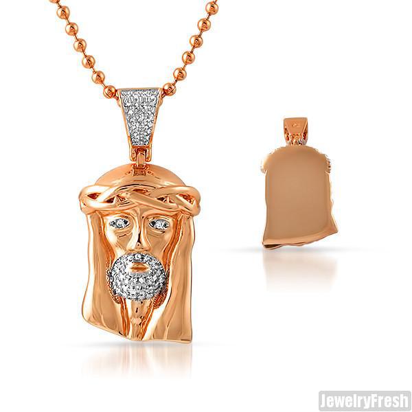 Rose Gold Solid Back Micro Jesus Piece