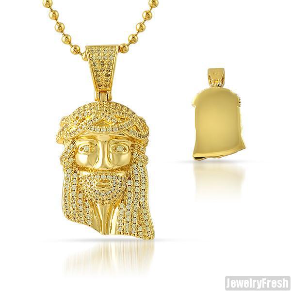 Canary Iced Out Solid Back Micro Jesus Piece