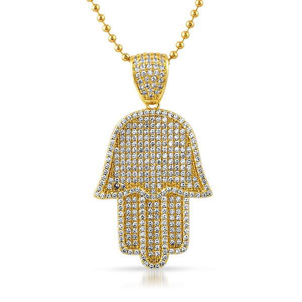 Gold CZ Iced Out Hamsa Pendant – JewelryFresh