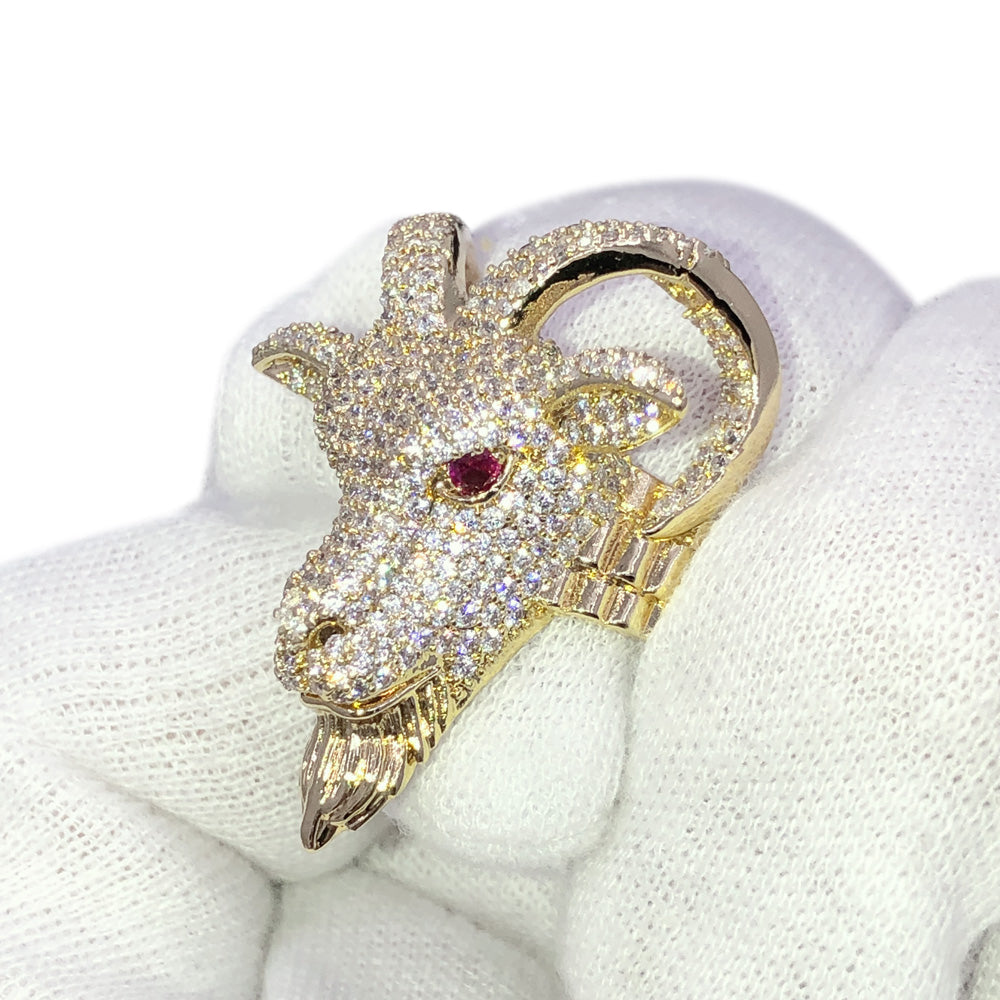 High End 3D Simulated Diamond Mens GOAT Ring