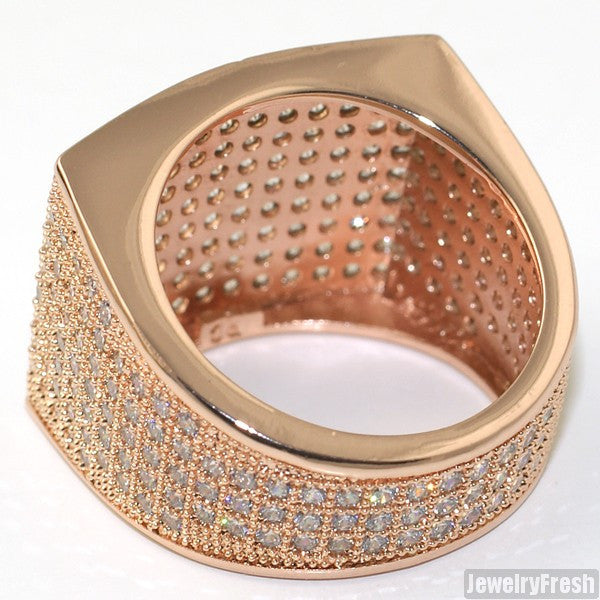 Simple Large Micropave 360 Iced Out Ring Rose Gold