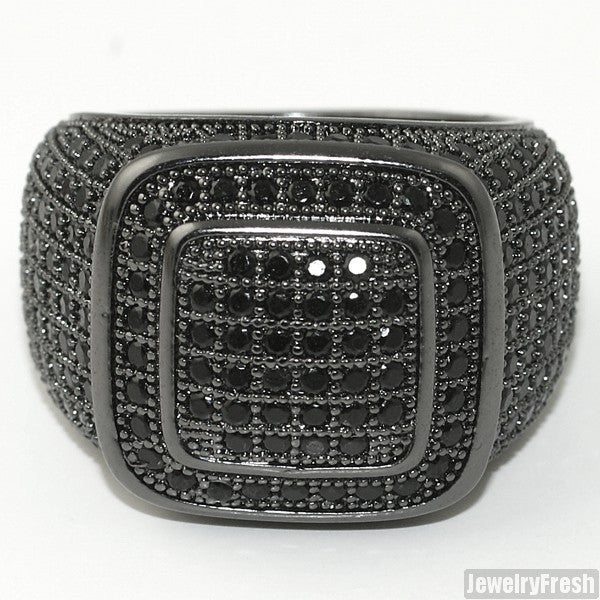 Black FInish CZ 360 Iced Out Championship Ring