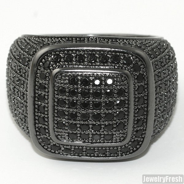 Black FInish CZ 360 Iced Out Championship Ring