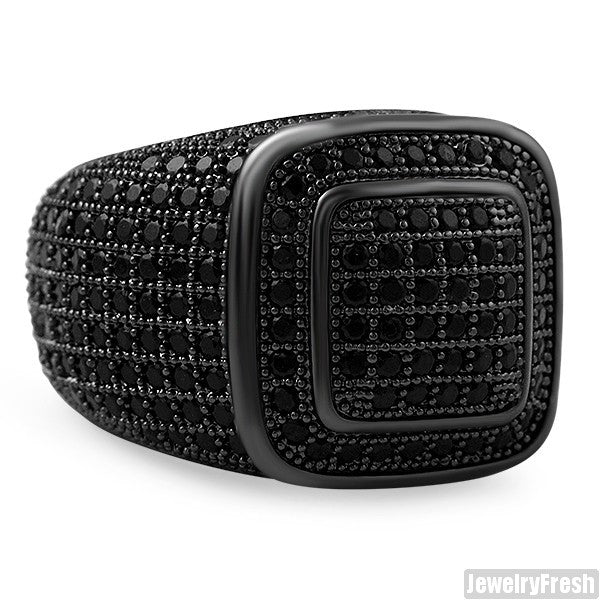 Black FInish CZ 360 Iced Out Championship Ring
