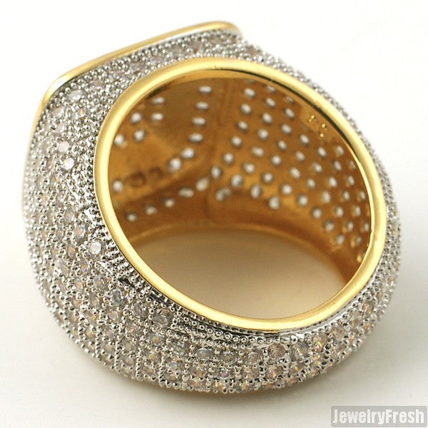 18k Gold FInish CZ 360 Iced Out Championship Ring