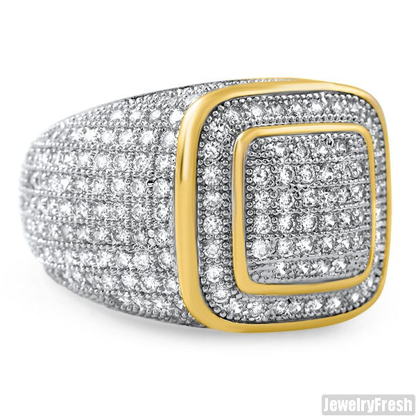 18k Gold FInish CZ 360 Iced Out Championship Ring