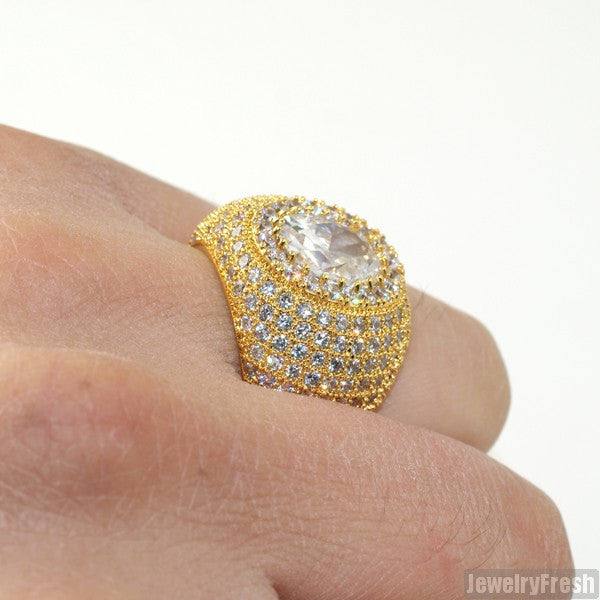 Large Oval Stone Gold Finish Lab Made Ring