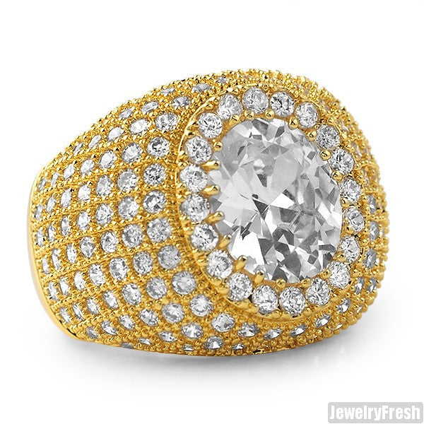 Large Oval Stone Gold Finish Lab Made Ring