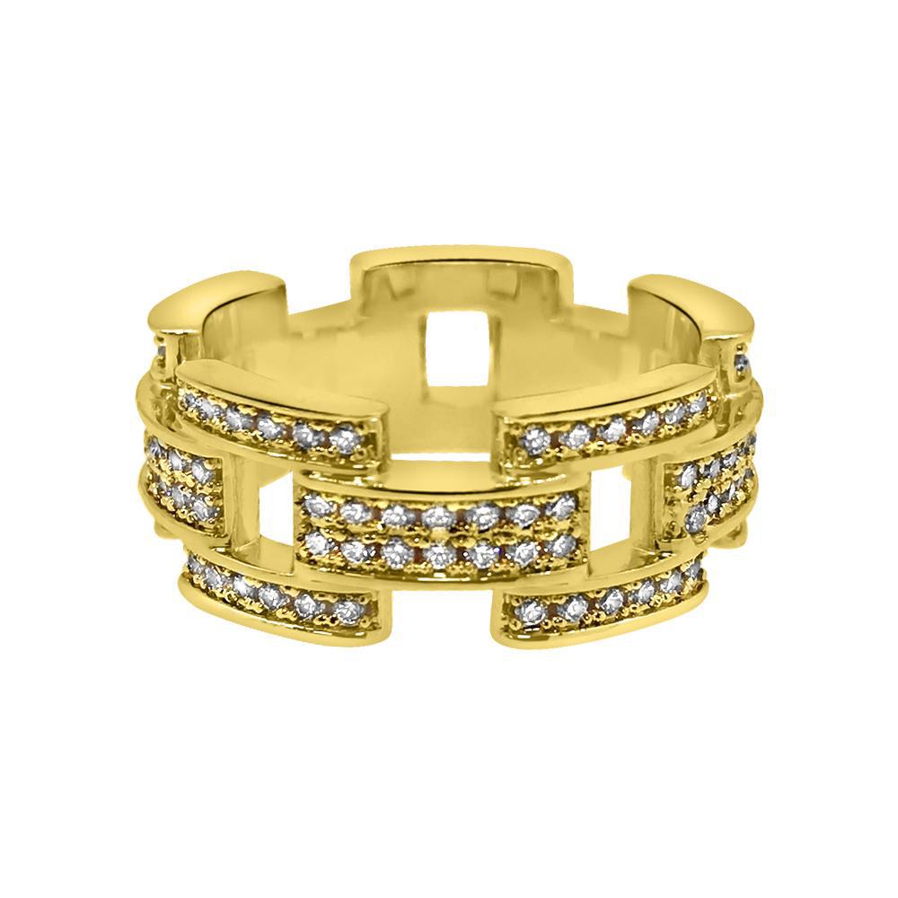 18K Gold Designer Iced Out CZ Ring