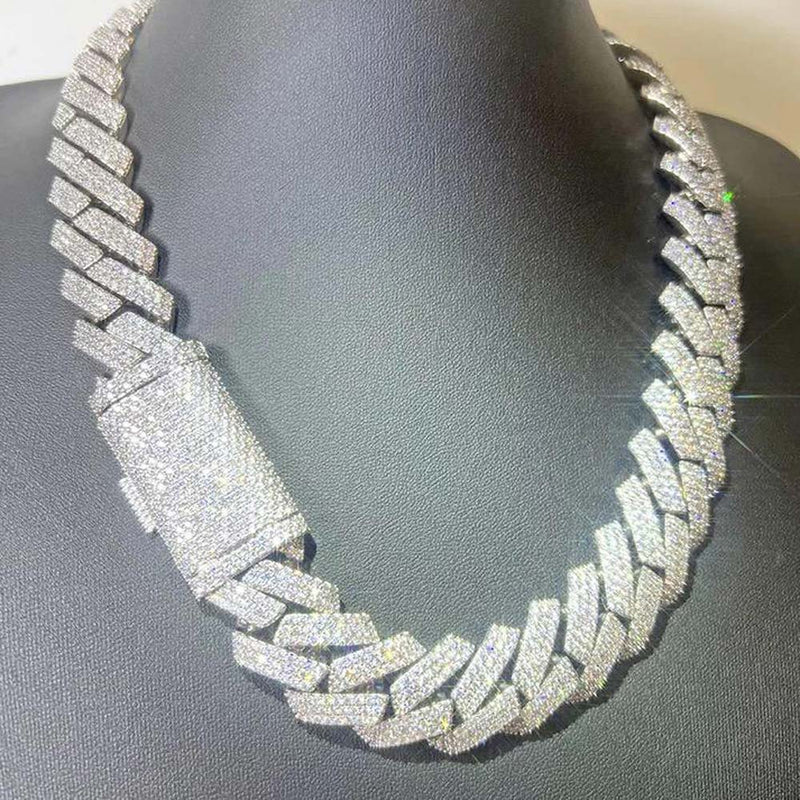 20MM Heavy VVS Moissanite Straight Edge Cuban Chain