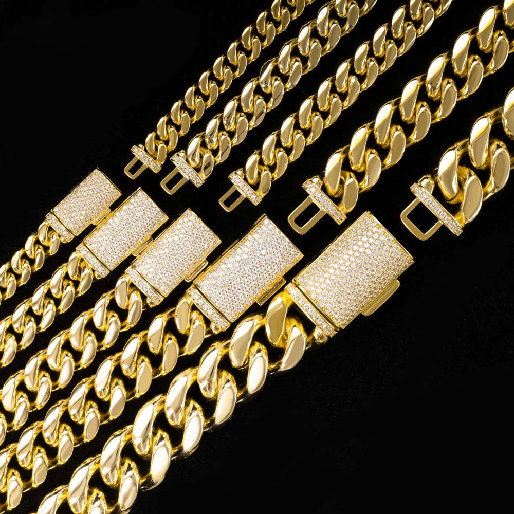 Gold Miami Cuban Chain With VVS Moissanite Clasp