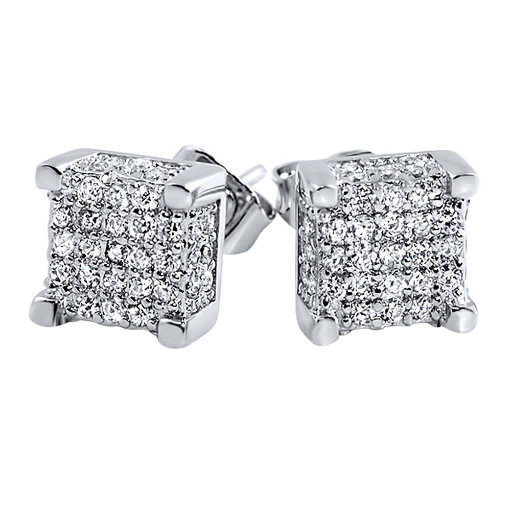 0.54 CTW Moissanite Iced Out 3D Cube Earrings