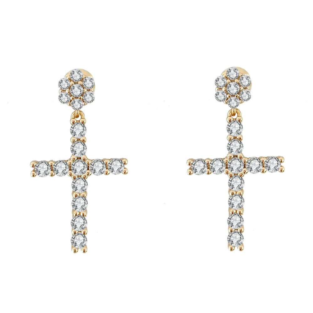 1.26 CTW Moissanite Dangling Cross Earrings