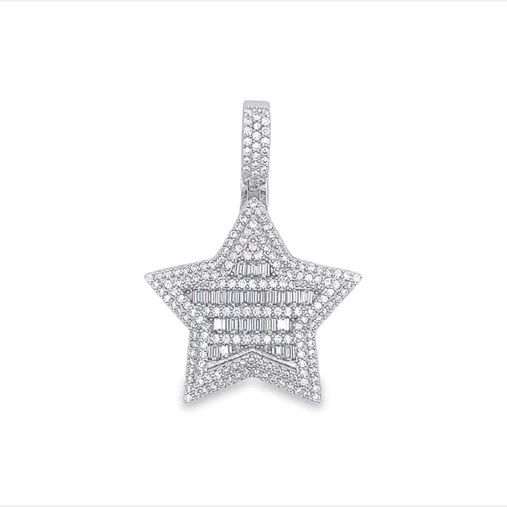2.64 Carat Moissanite Baguette Star Pendant