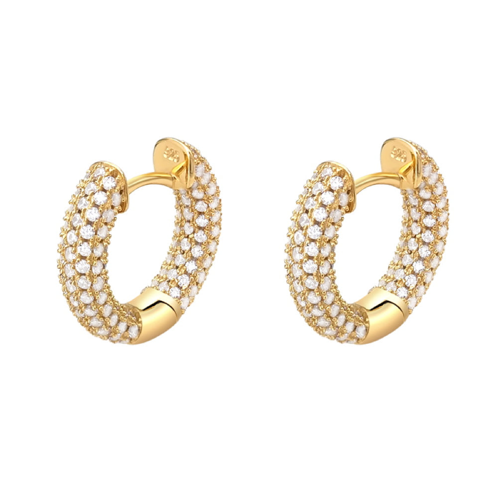 Sterling Silver Pave Iced Out Hoop Earrings
