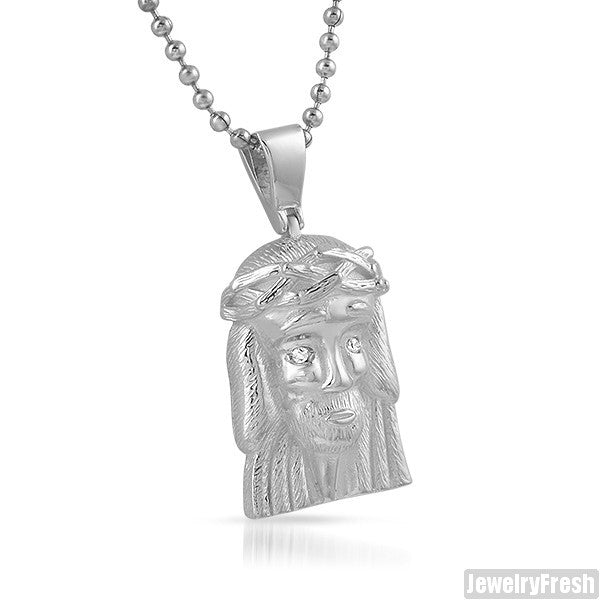 925 Sterling Silver Iced Eyes Micro Jesus Piece