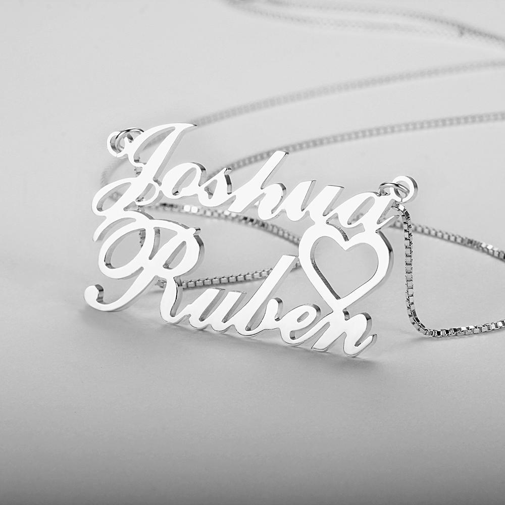 Custom 2 Name Women's Heart Necklace