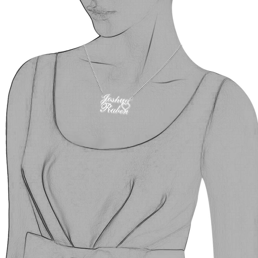 Custom 2 Name Women's Heart Necklace