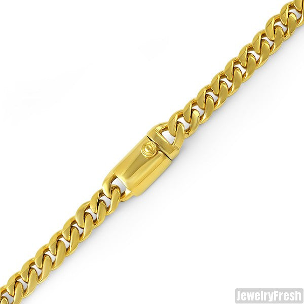 9mm 14K Gold IP Luxury Miami Cuban Bracelet