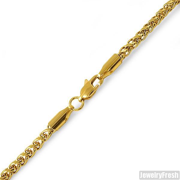 4mm 14K Gold IP Wheat Bracelet