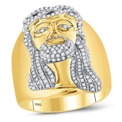 10K Gold 1.00 Carat Diamond Jesus Ring