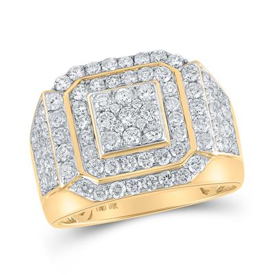 10K Gold 2.5 Carat Diamond Layered Square Mens Ring