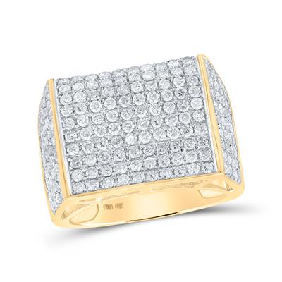 10K Gold 2.5 Carat Diamond Rectangular Mens Ring