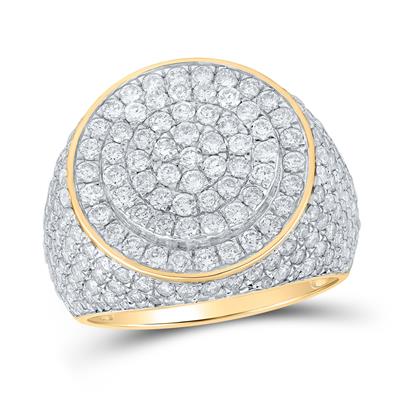 10K Gold 4.2 Carat Diamond Pave Round Ring
