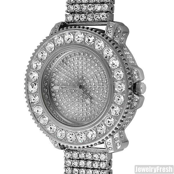 Rhodium Big Rocks Bezel Fully Iced Out Watch