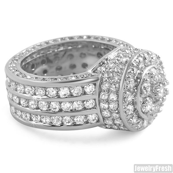 White Gold Finish High End CZ Blizzard Ring