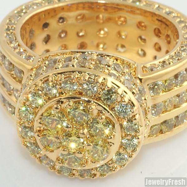 Canary Lemonade Gold CZ Blizzard Mens Ring
