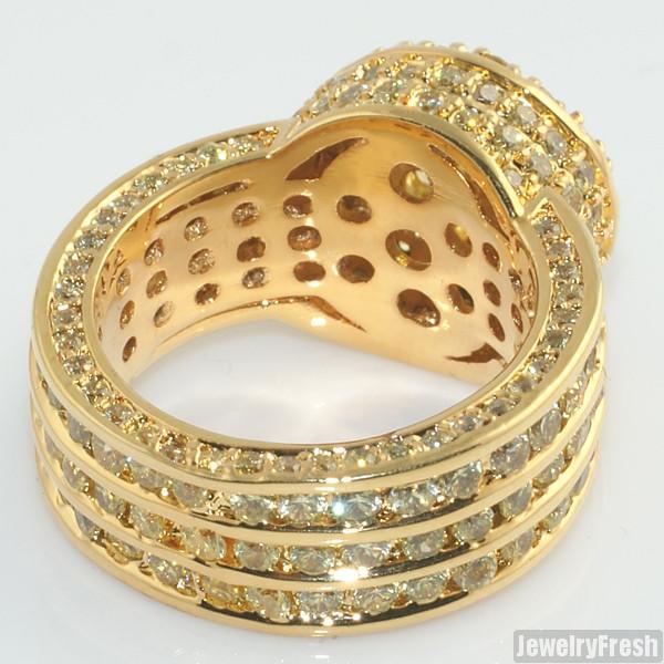 Canary Lemonade Gold CZ Blizzard Mens Ring