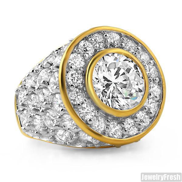 10.5 Carat Gold Finish Big Rocks Custom Mens Ring